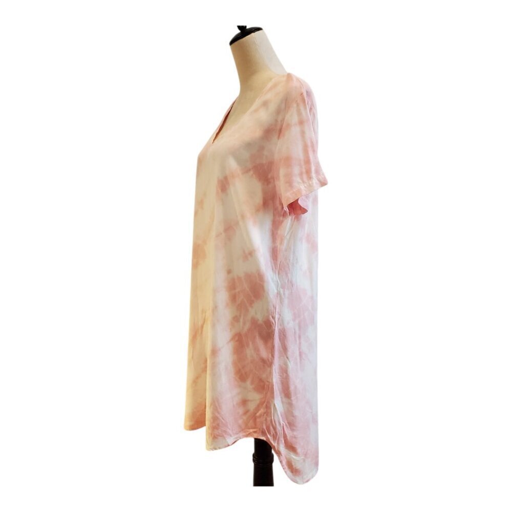 Anthropologie Cloth & Stone SZ M Pink Tie Dye Rayon Short Sleeve Shirt Dress - Picture 3 of 7
